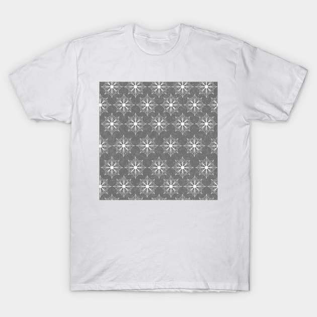 Snowflake Flower Pattern - Gray T-Shirt by monitdesign